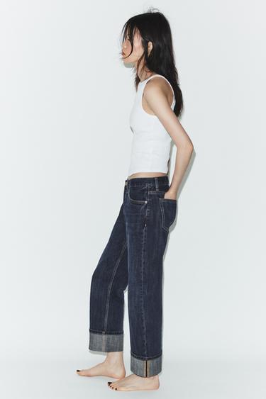 JEAN TRF DROITS REVERS TAILLE MOYENNE - Indigo foncé de Zara - Image 2