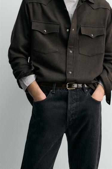 TOPSTITCHED LEATHER BELT AARON LEVINE X ZARA - Brown by Zara - Image 0