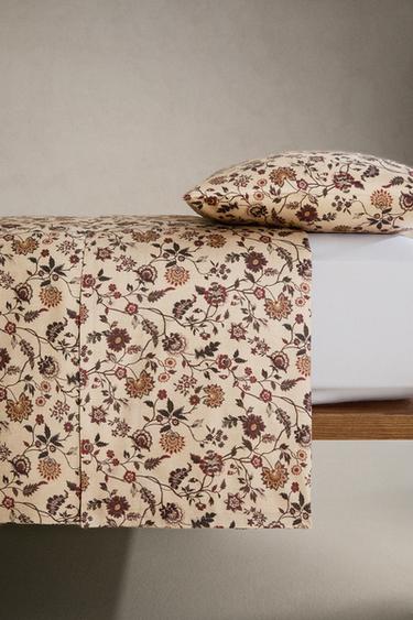 HOUSSE DE COUETTE SATIN IMPRIMÉ FLEURS - Beige de Zara - Image 1
