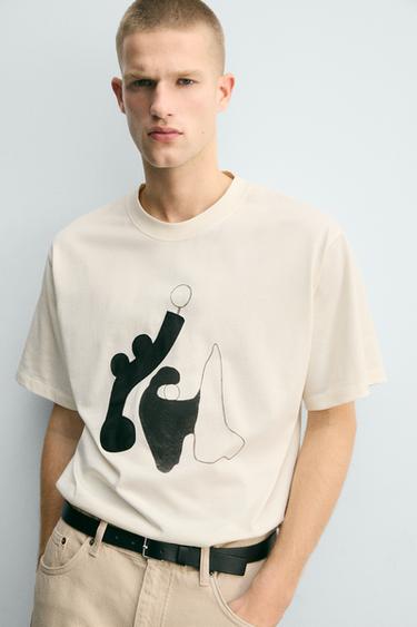 CONTRAST GRAPHIC T-SHIRT - Ecru / Beige by Zara - Image 5