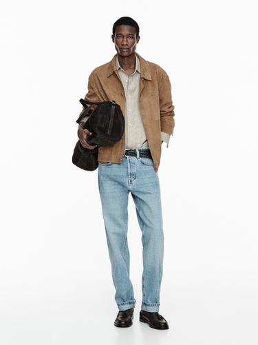 Zara Suede leather jacket with pocket detail - Mink