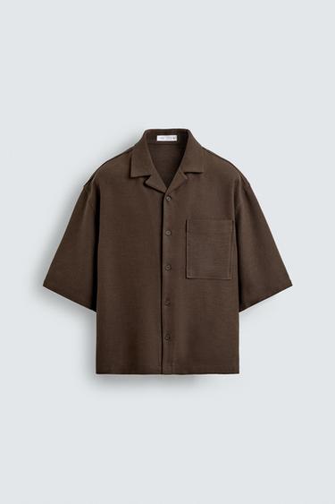CAMISA BOXY FIT ESTRUCTURA - Marrón de Zara