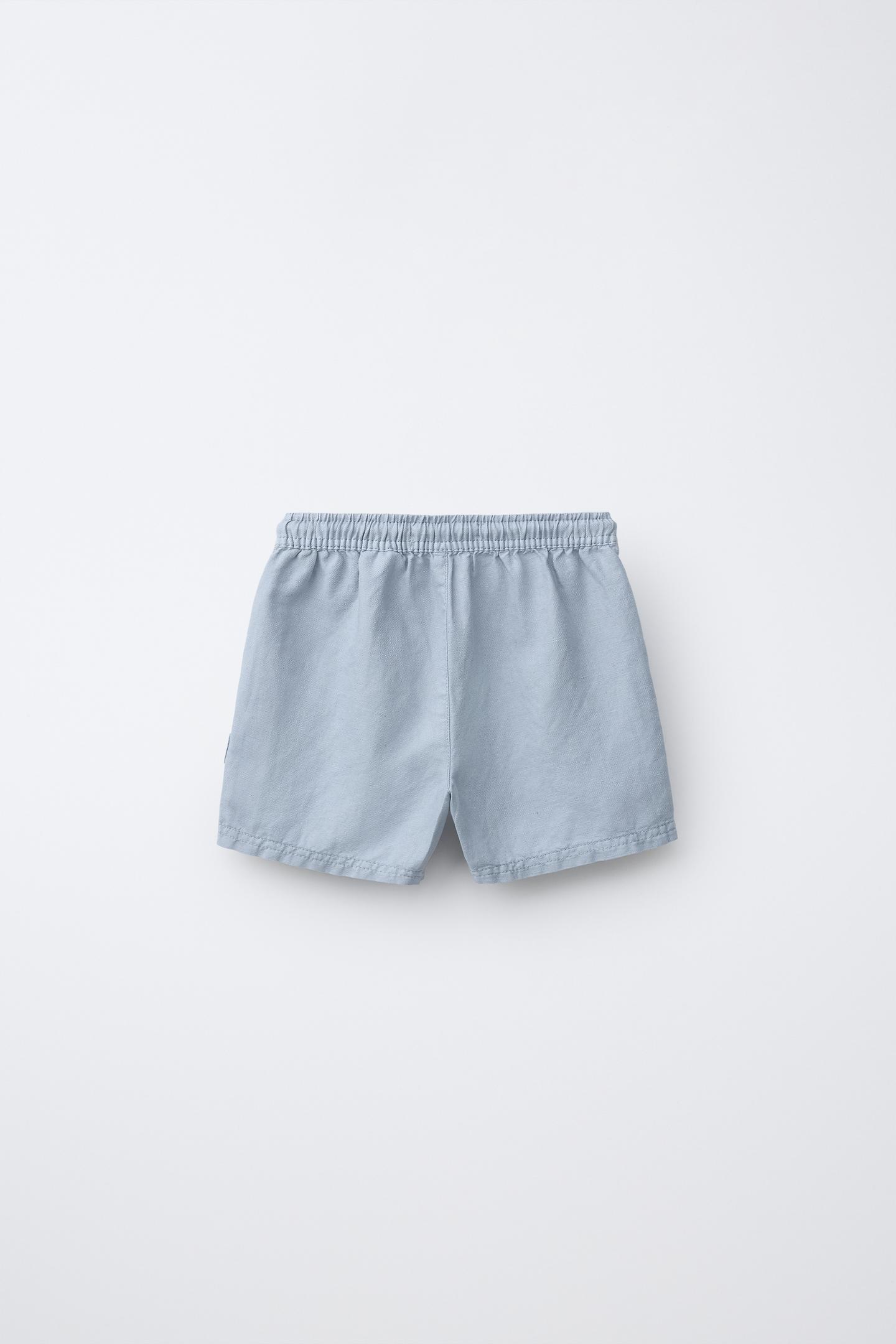 Детские шорты Zara Cotton and Linen, цвет: Синий — фото 2