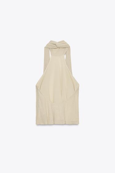 TOP HALTER FIL MÉTALLISÉ - Doré de Zara - Image 8