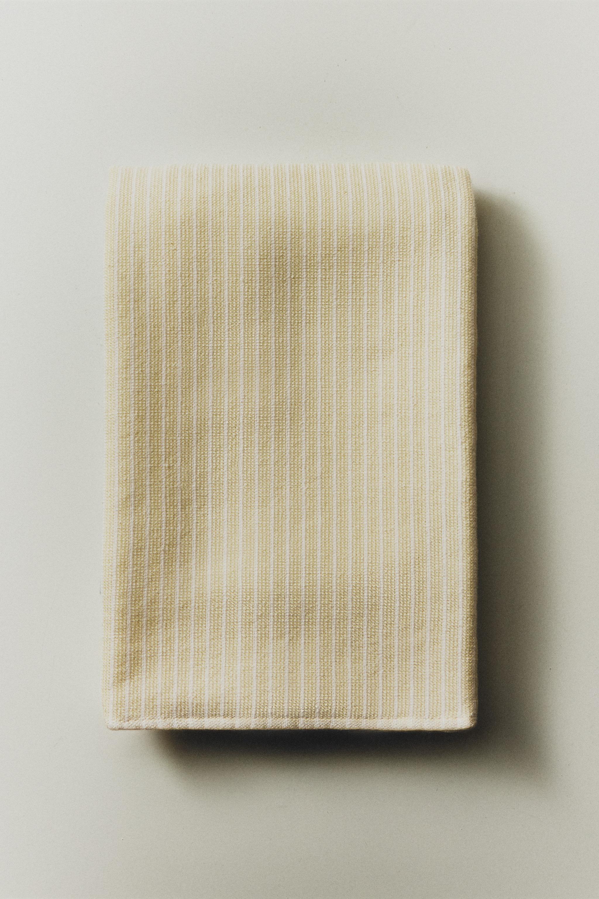 STRIPED COTTON TERRYCLOTH KITCHEN TOWEL — Yellow