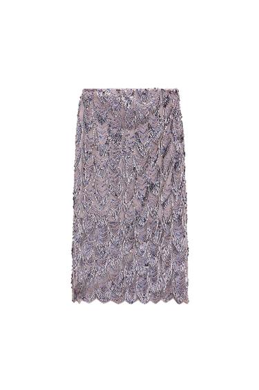 SEQUINNED MIDI SKIRT