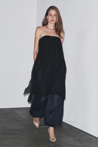 ZW COLLECTION BANDEAU LONG TOP - Black by Zara