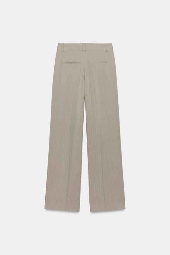 PANTALON DROIT TAILLE HAUTE - Marron / Taupe de Zara - Image 3