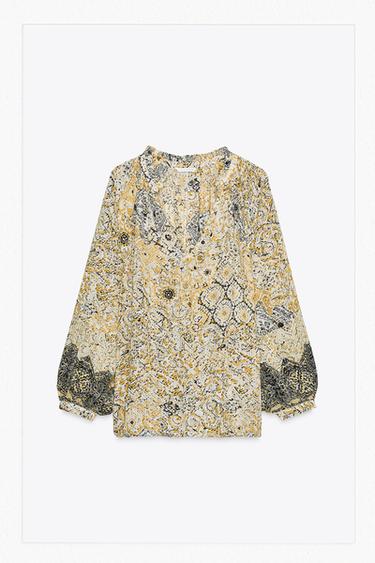 METALLIC THREAD PRINTED BLOUSE - Printed by Zara