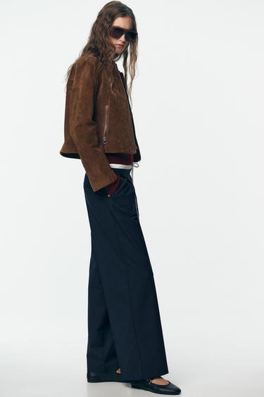 PANTALON LARGE TAILLE DOUBLE - Rayures de Zara - Image 4