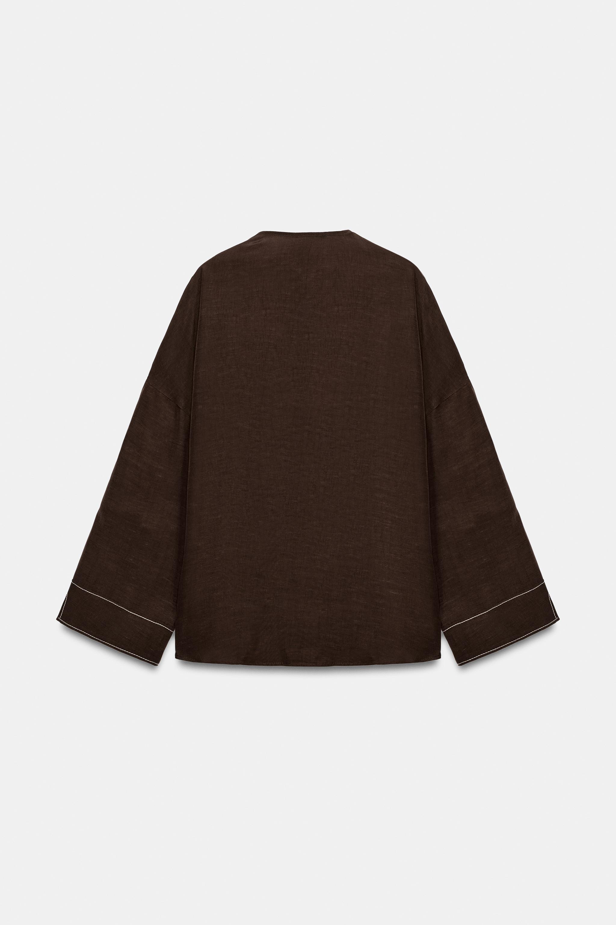 CONTRAST STITCH LINEN SHIRT