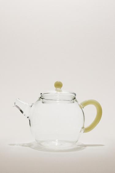 BOROSILICATE GLASS TEAPOT WITH COLOURED HANDLE - Yellow by Zara