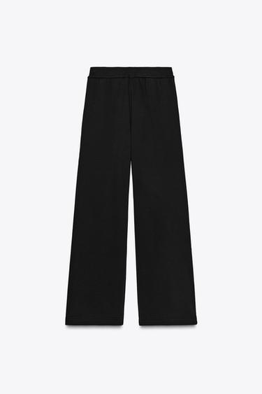WIDE-LEG PLUSH TROUSERS - Black by Zara - Image 6