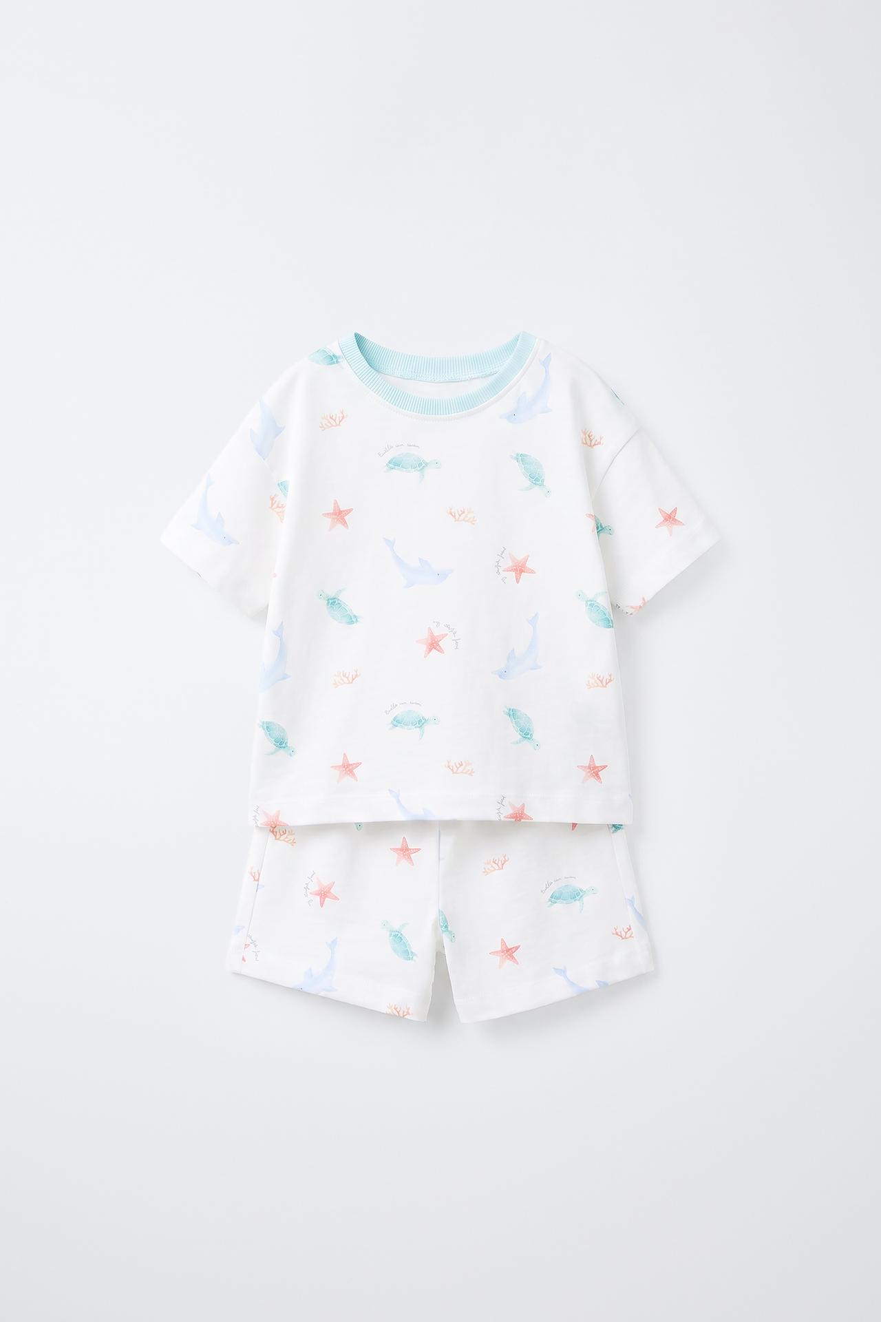 1 1/2-6 YEARS/ MARINE PRINT PYJAMAS — Ecru