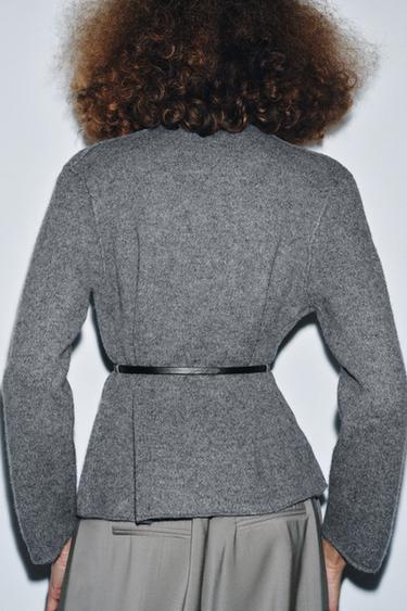 VESTE 100% LAINE AVEC CEINTURE - Gris moyen de Zara - Image 2