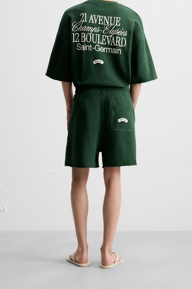 BERMUDA DE JOGGING AVEC PIÈCE - Vert de Zara - Image 2