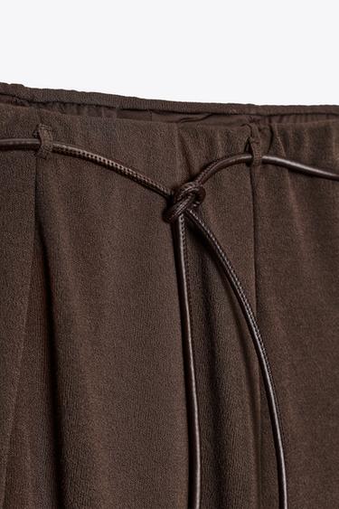 KNITTED CUT-OUT SKIRT WITH BELT - Brown by Zara - Image 6