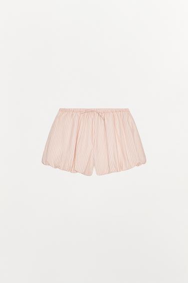 SHORT JUPE-CULOTTE RAYÉ - Rose / Blanc de Zara - Image 2