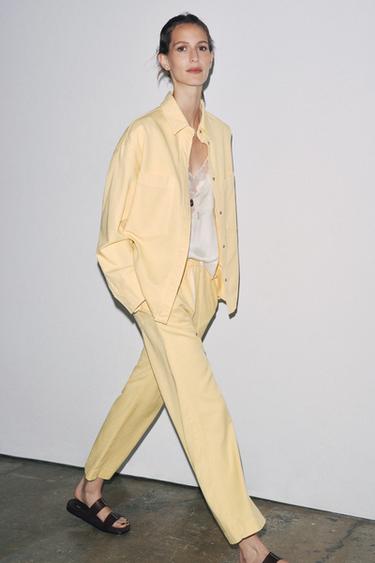 ZW COLLECTION OVERSKJORTE MED LOMMER - lys gul fra Zara