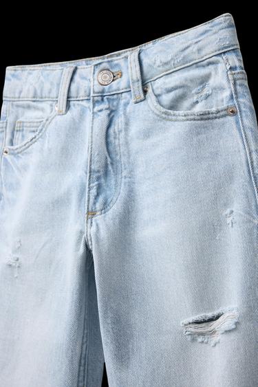 JEANS MIT WEITEM BEIN UND RISSEN - Hellblau von Zara