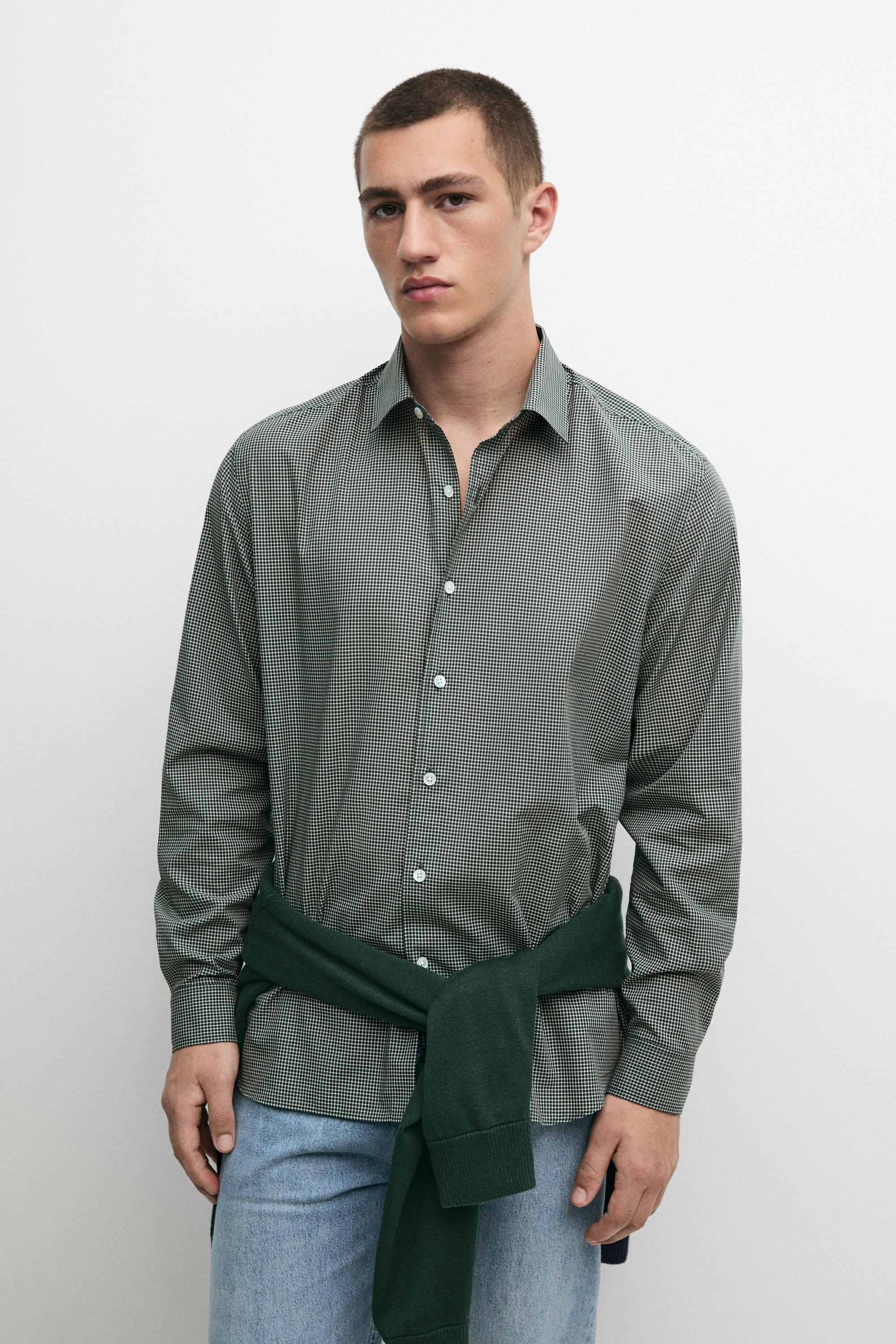 100% cotton check regular fit shirt — 