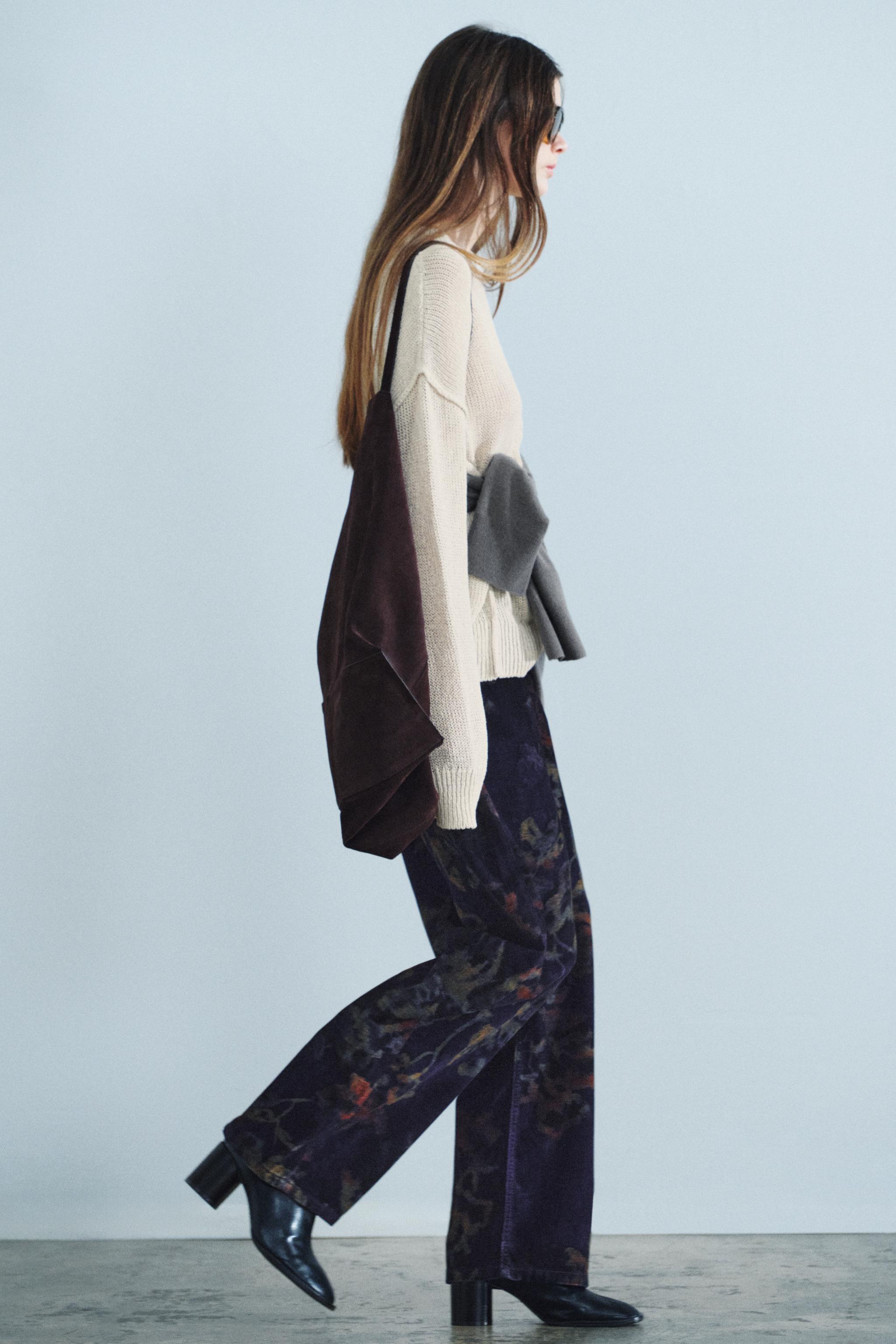Zara ZW COLLECTION BAGGY FIT ORTA BEL ÇİÇEKLİ JEAN görsel 6