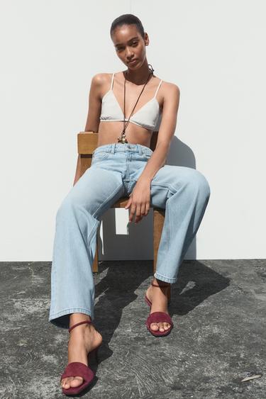 JEAN Z1975 DROIT TAILLE HAUTE LONG - Indigo de Zara