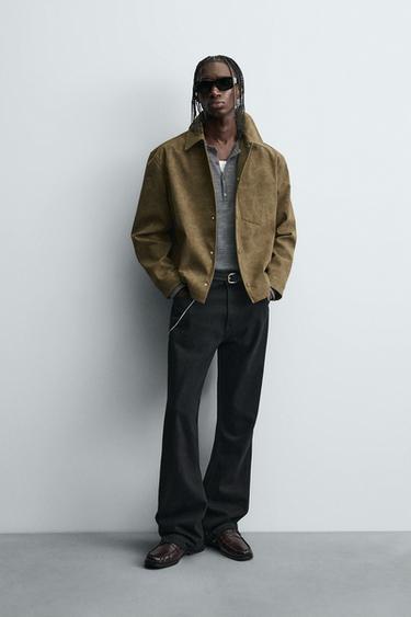 BOXY FIT FAUX SUEDE OVERSHIRT - Ochre by Zara - Image 0