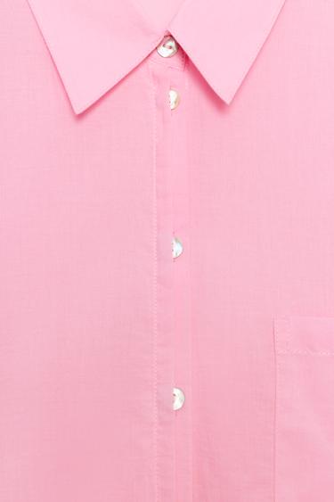 CHEMISE OVERSIZE EN COTON - Rose pâle de Zara - Image 4