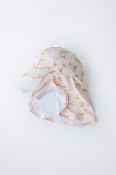 FLORAL PRINT SWIM HAT WITH NECK FLAP - Stone by Zara - Image 3
