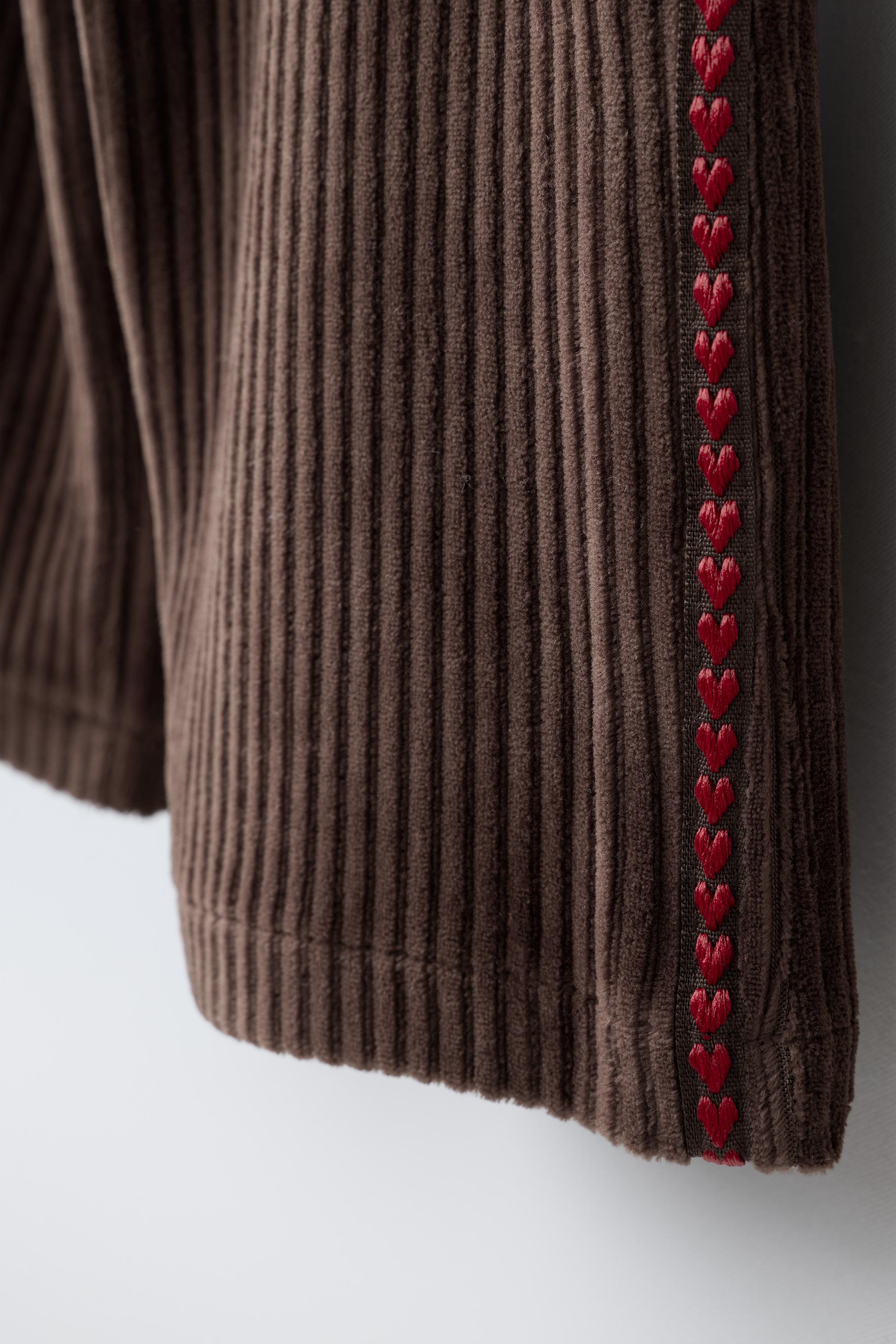 EMBROIDERED HEART CORDUROY CULOTTES