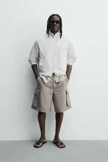 BERMUDAS CARGO RELAXED FIT CORDÓN - pedra de Zara - Imaxe 0