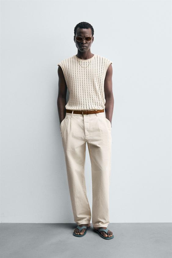 SLEEVELESS KNIT T-SHIRT