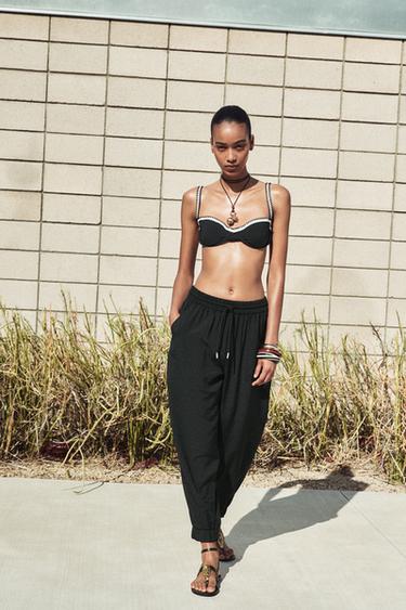 CALÇA FLUIDA JOGGER - Preto da Zara