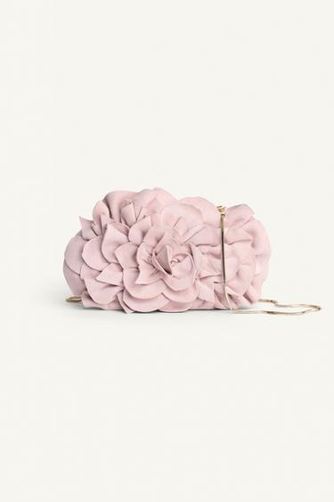 CLUTCH AUS LEDER MIT BLUME – LIMITED EDITION - Rosa von Zara