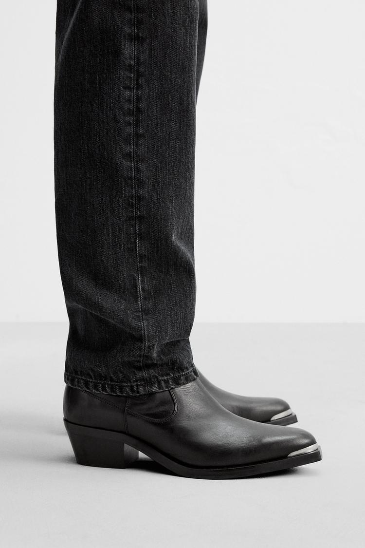 レザーカウボーイブーツ - ブラック | ZARA Japan / 日本
