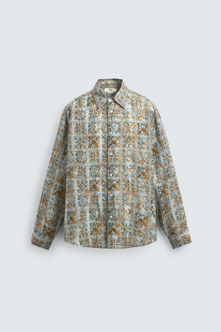 ZARA RELAXED FIT GEOMETRIC PRINT SHIRT