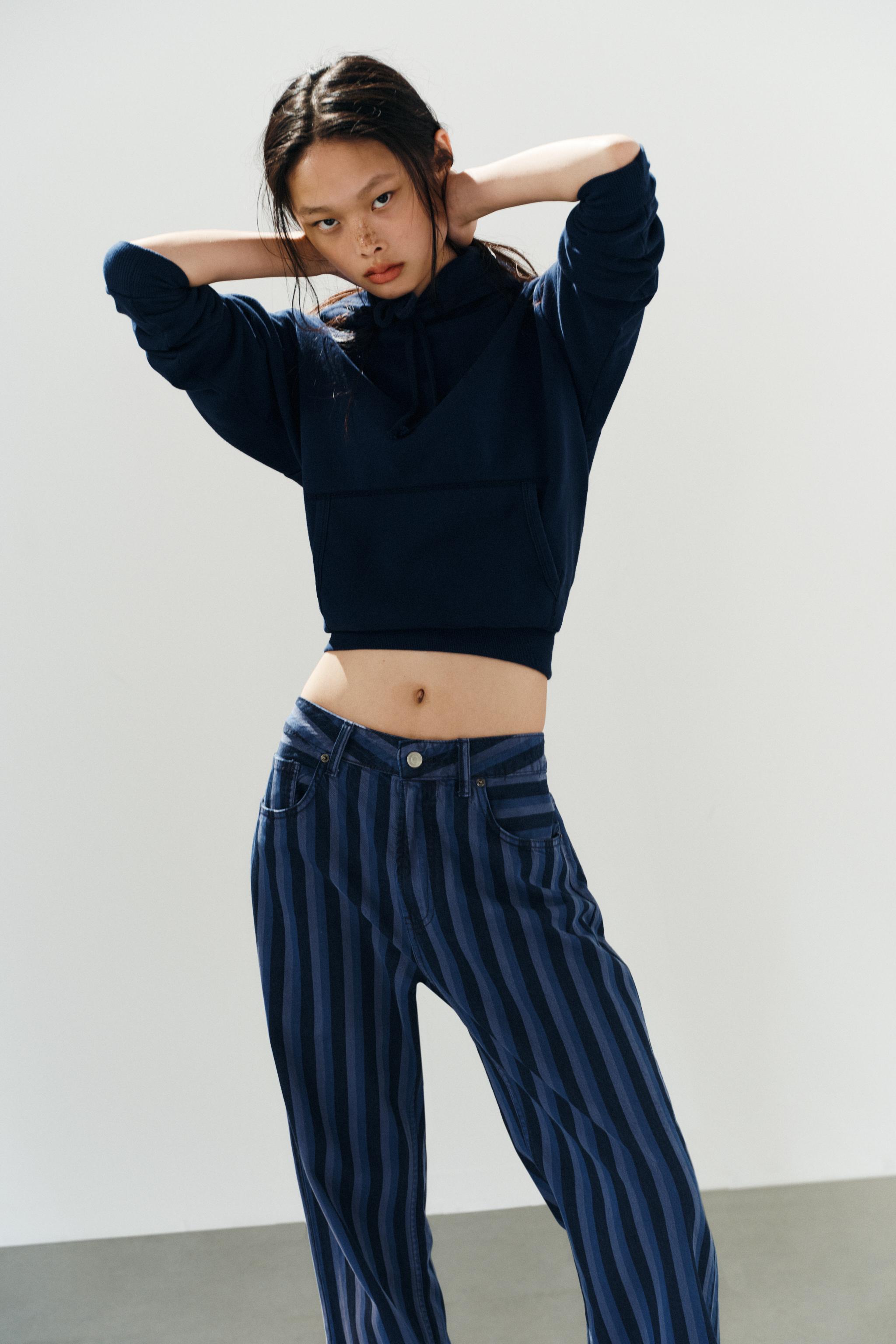 TRF MID-RISE STRIPED JEANS