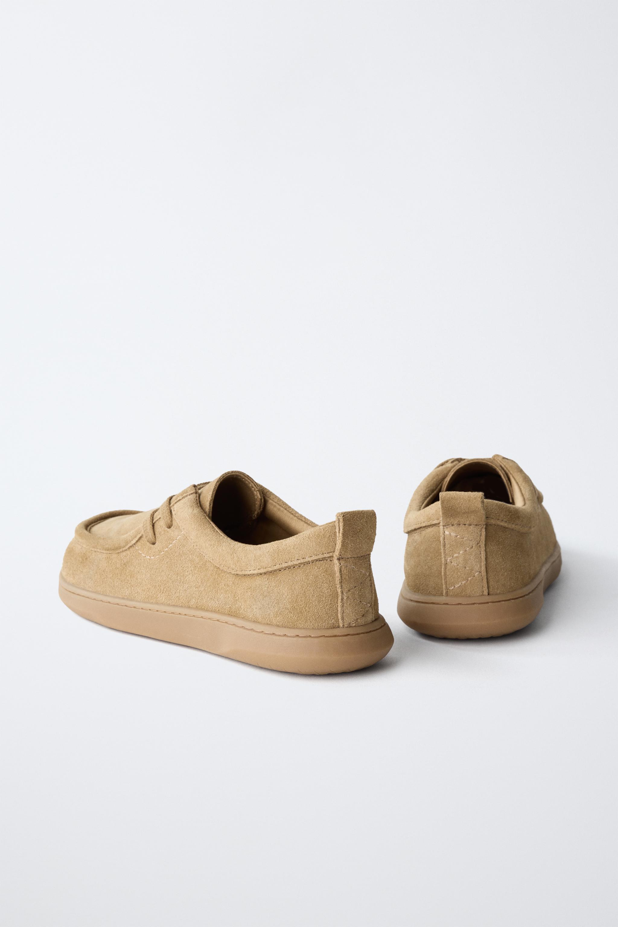 Обувь Zara LEATHER BAREFOOT LACE-UP BOAT SHOES — фото 7
