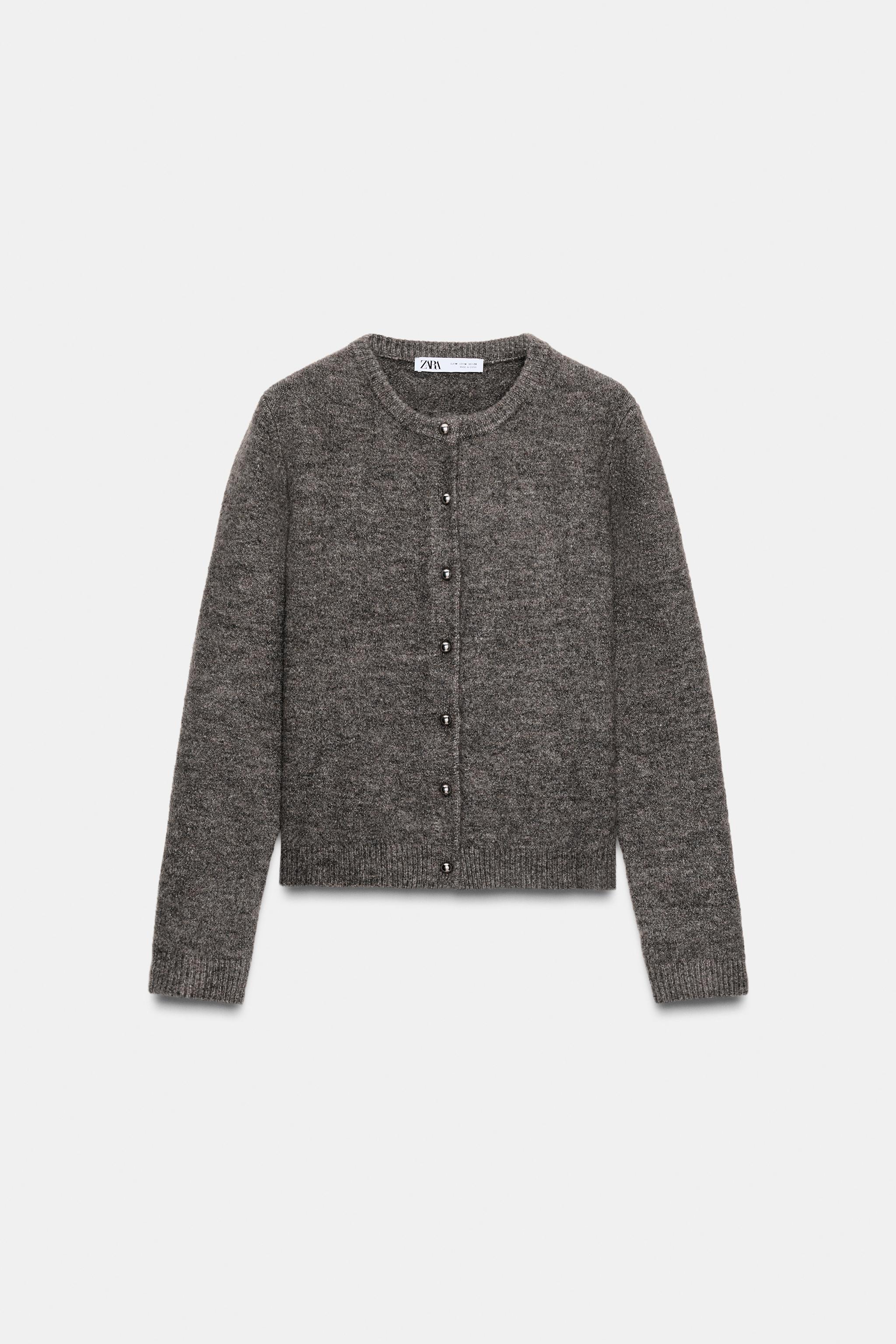 CARDIGAN WITH METALLIC BUTTONS - Dark mink | ZARA Canada