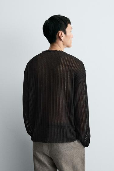 OPEN KNIT SWEATER - Black by Zara - Image 2