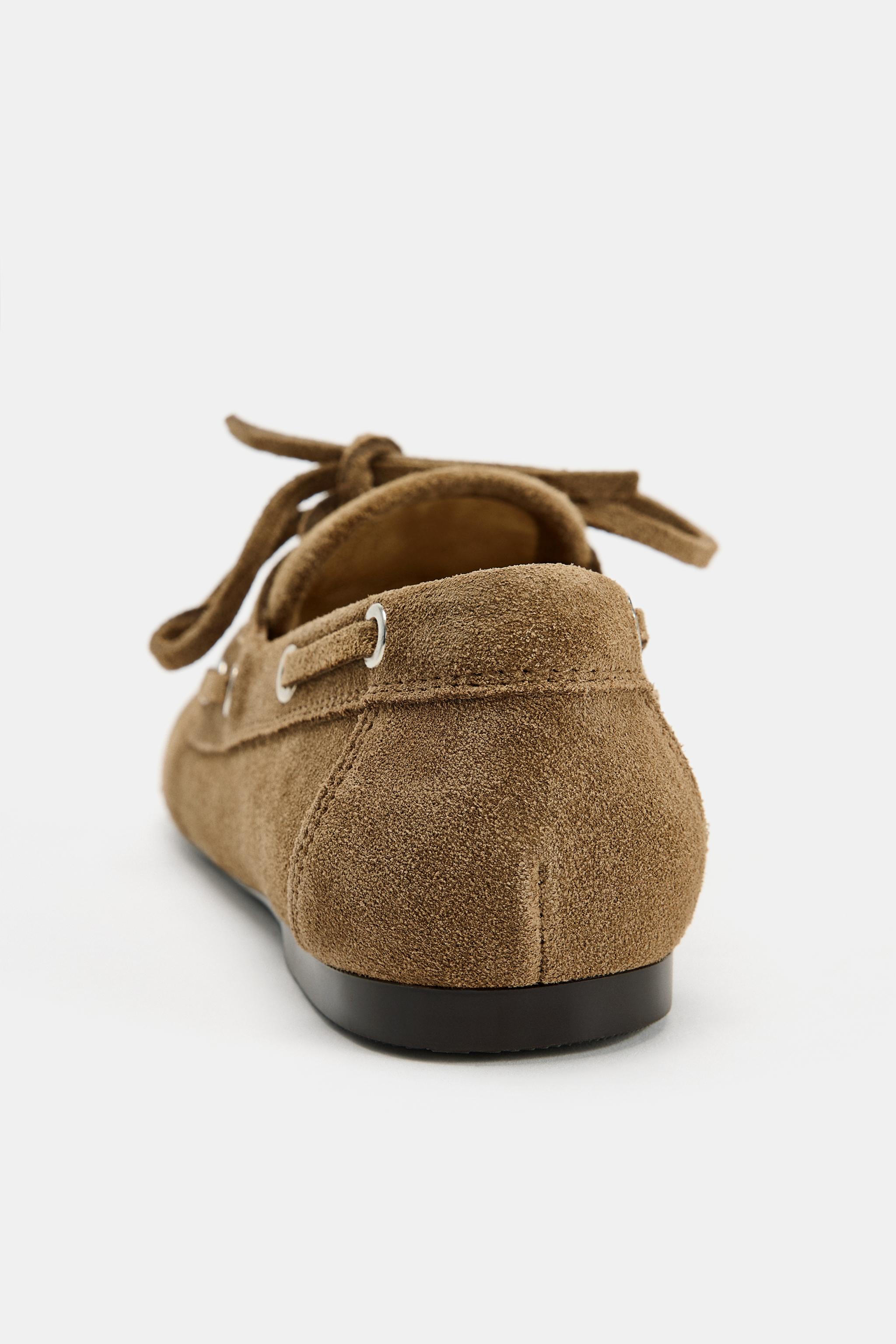 Женские туфли Zara SUEDE NAUTICAL LOAFERS — фото 5
