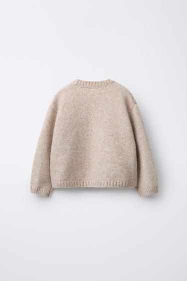 PULL EN MAILLE BRODÉ AVEC LAINE - Écru de Zara - Image 1