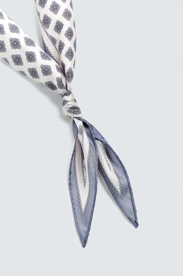 FOULARD À IMPRIMÉ GÉOMÉTRIQUE 100 % SOIE - Écru de Zara - Image 2