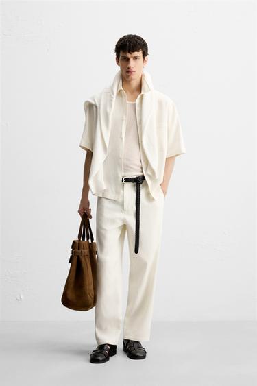 VISCOSE-JUTE TROUSERS - White by Zara