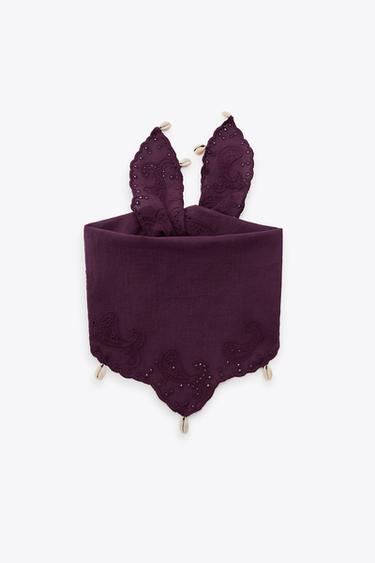 Zara SHELL DIE-CUT BANDANA - Eggplant