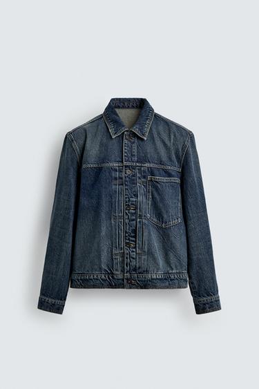 PLEATED DENIM JACKET - Mid-blue by Zara