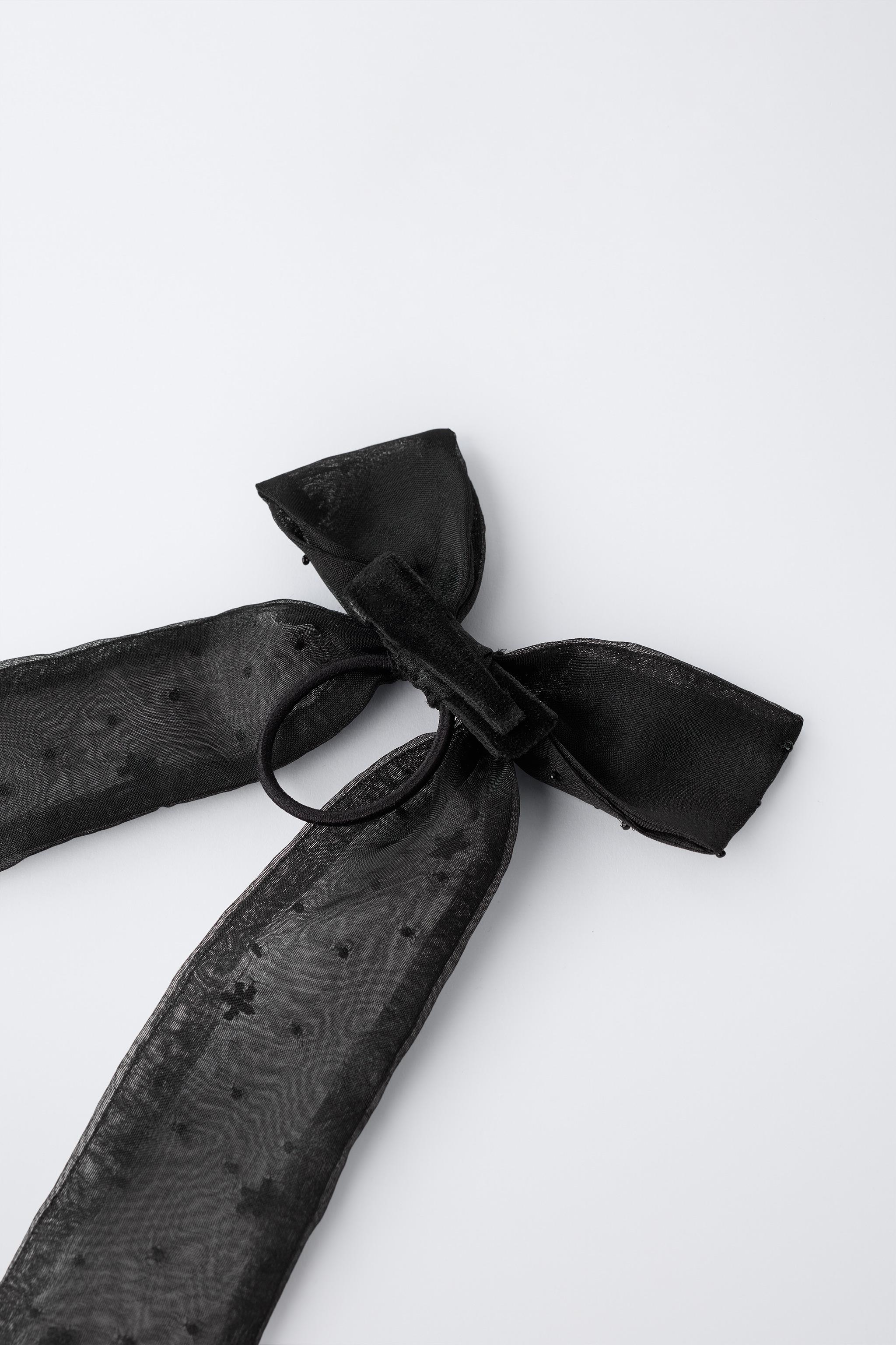 ORGANZA BOW AND BEAD BARRETTE