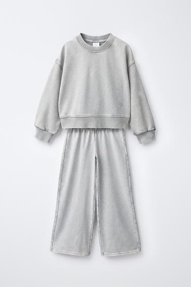 CONJUNTO JOGGING SUDADERA Y PANTALÓN EFECTO LAVADO - Gris de Zara