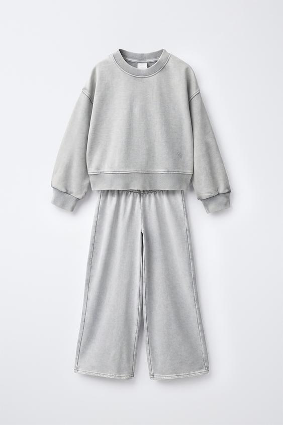 WASHED-EFFECT SWEATSHIRT AND TROUSERS SET - Grey by Zara - Image 0